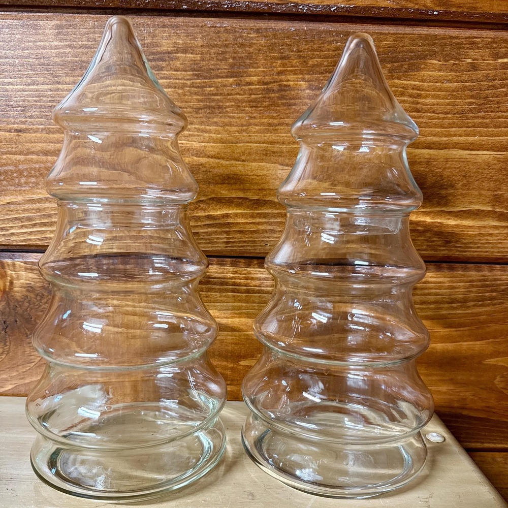 Glass Christmas Tree Candy Dish | Set of 2 | Holiday Decor | Modern Minimalist